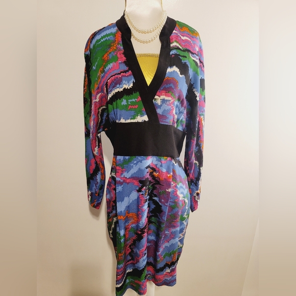Anthropologie Plenty By Tracy Reese Muticolored Abstract 100% Silk Kimono Dress - Picture 5 of 15